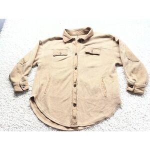 Free People Ruby Fleece Button Up Shacket Camel Women's M Great Condition